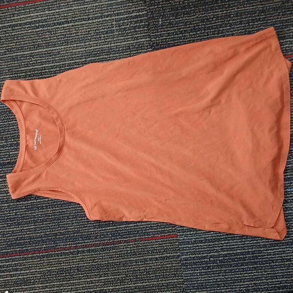 Women’s Soft Surroundings Orange Basic round neck tank top size medium - Picture 3 of 4